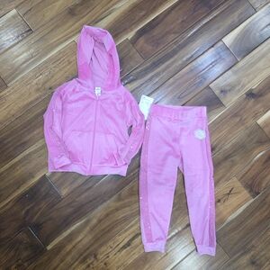 Super Cute Velour Track Suit In Pink for Kids With Sequins